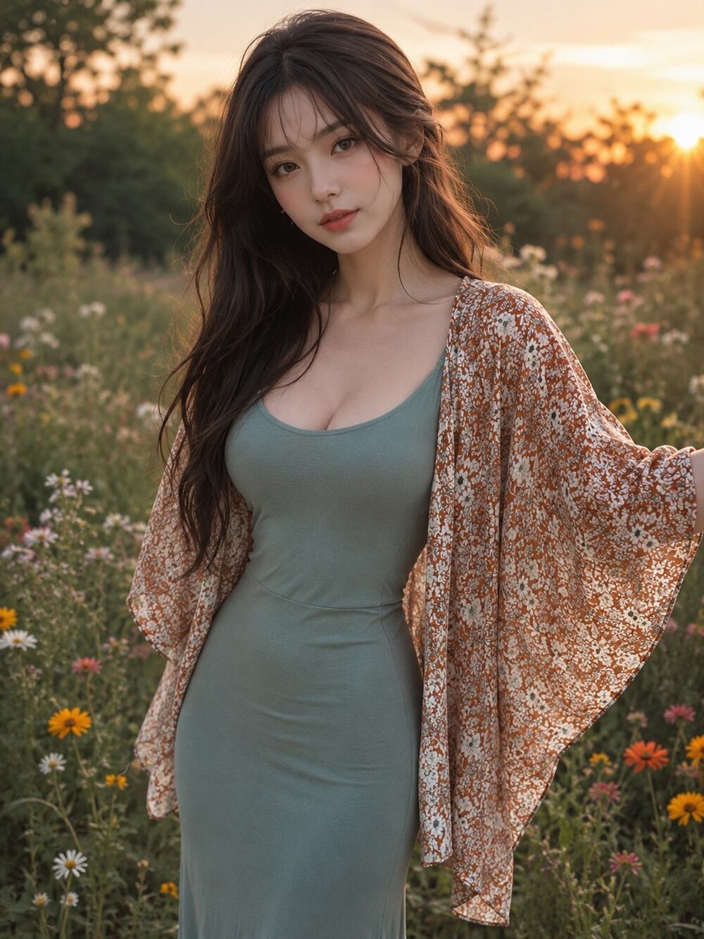 Cottage Garden Farewell meadowcore flowy floral kimono cardigan